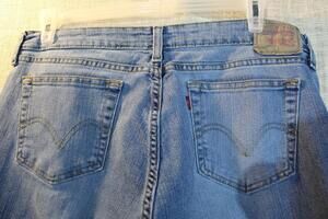 Levi's 545 Low Boot Cut Jeans Womens 14S Blue Regular Fit Stretch Denim Zip Fly